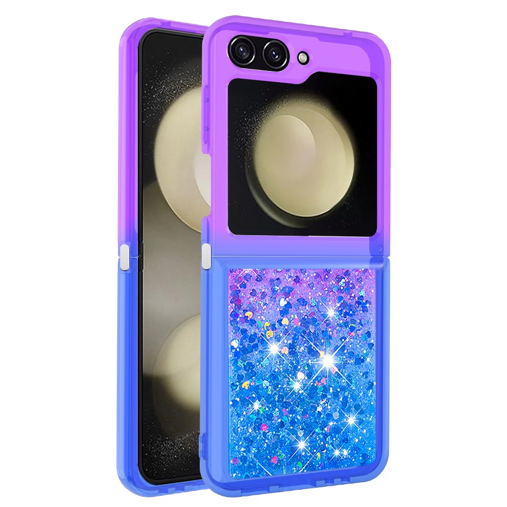 For Samsung Galaxy Z Flip7 FE 5G / Z Flip6 5G TPU Case Gradient Quicksand Phone Back Cover - Purple+Sky Blue