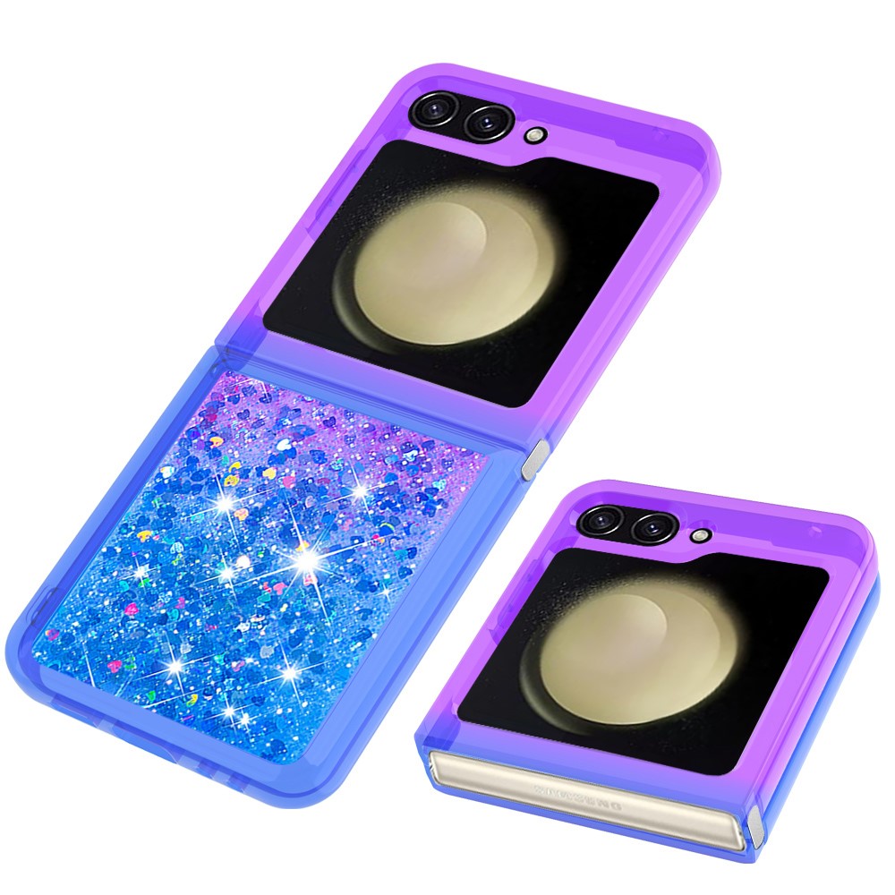 For Samsung Galaxy Z Flip7 FE 5G / Z Flip6 5G TPU Case Gradient Quicksand Phone Back Cover - Purple+Sky Blue