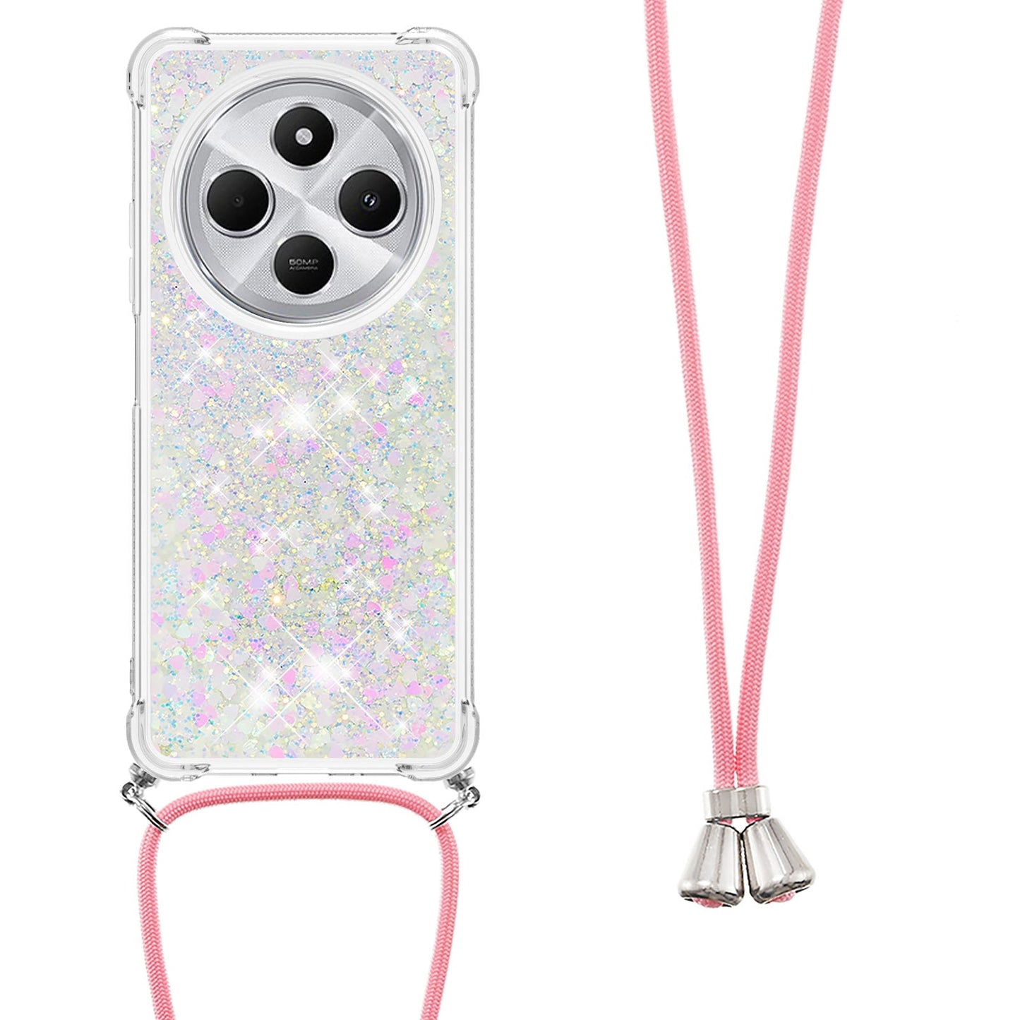 For Xiaomi Redmi 14R 5G / Xiaomi Poco C75 4G / Xiaomi Redmi 14C 4G Case Quicksand TPU Phone Cover - Laser / Hearts