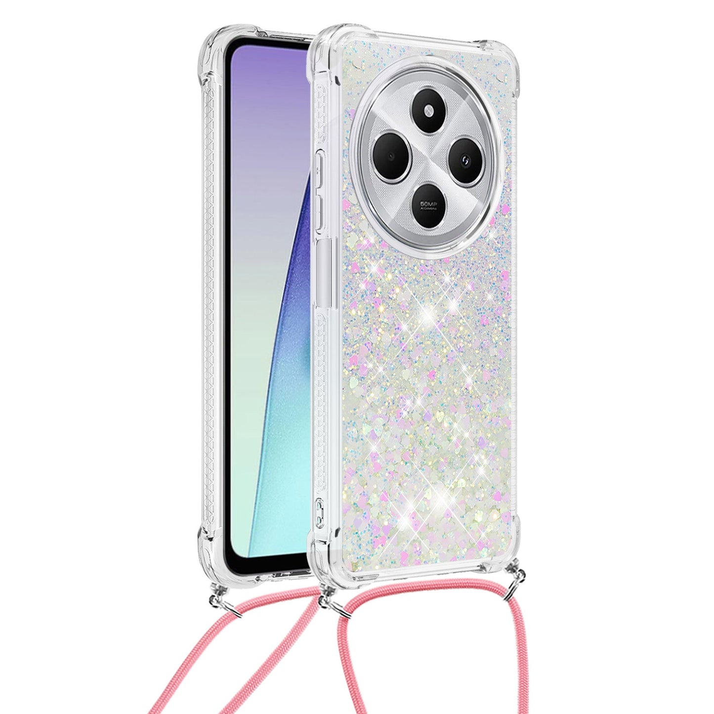 For Xiaomi Redmi 14R 5G / Xiaomi Poco C75 4G / Xiaomi Redmi 14C 4G Case Quicksand TPU Phone Cover - Laser / Hearts
