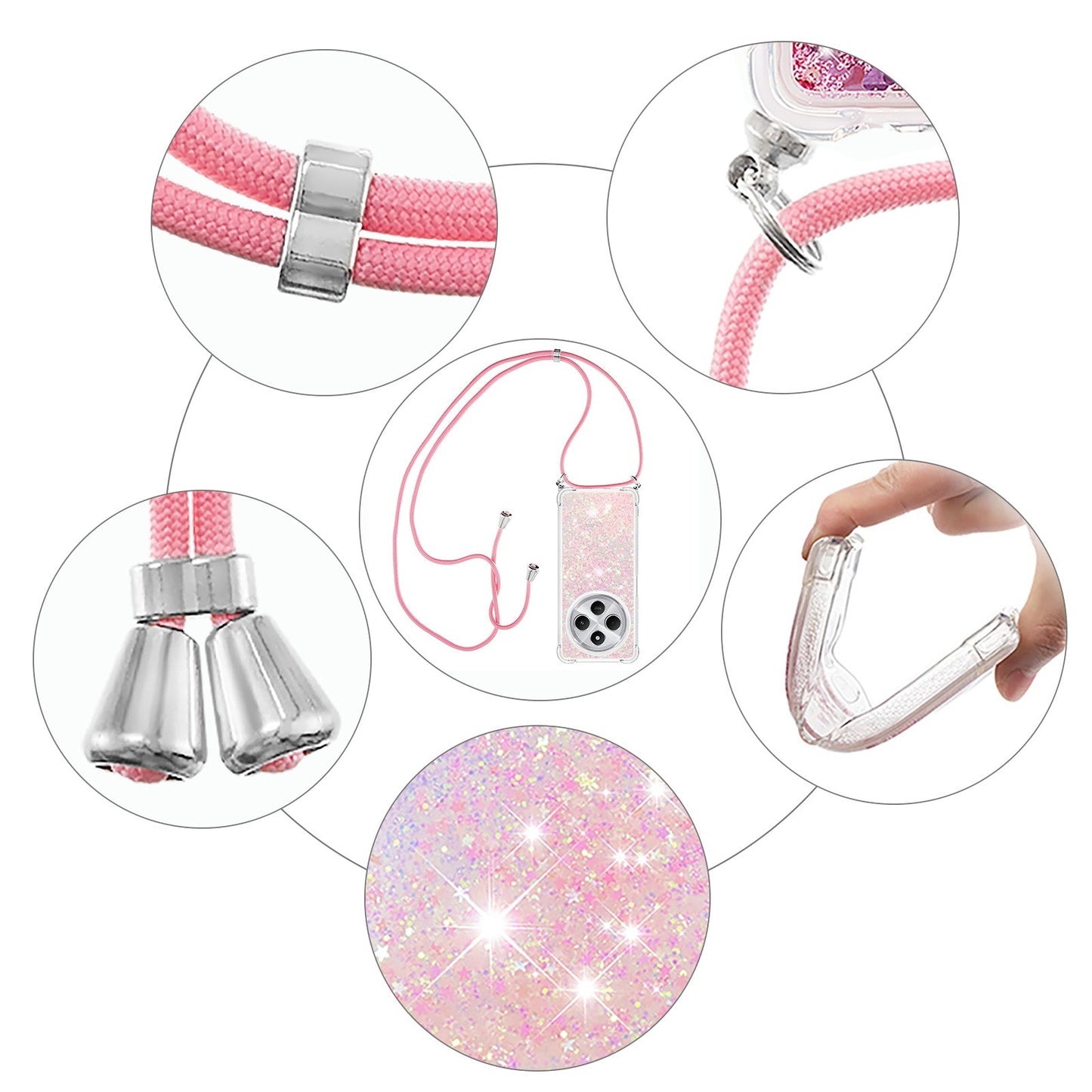 For Xiaomi Redmi 14R 5G / Xiaomi Poco C75 4G / Xiaomi Redmi 14C 4G Case Quicksand TPU Phone Cover - Pink / Pentagram