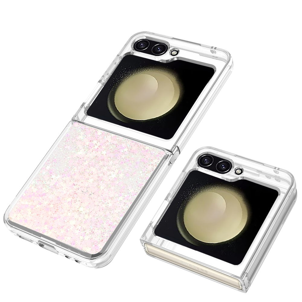 For Samsung Galaxy Z Flip7 FE 5G / Z Flip6 5G TPU Case Glitter Quicksand Shockproof Phone Back Cover - Pink / Pentagram