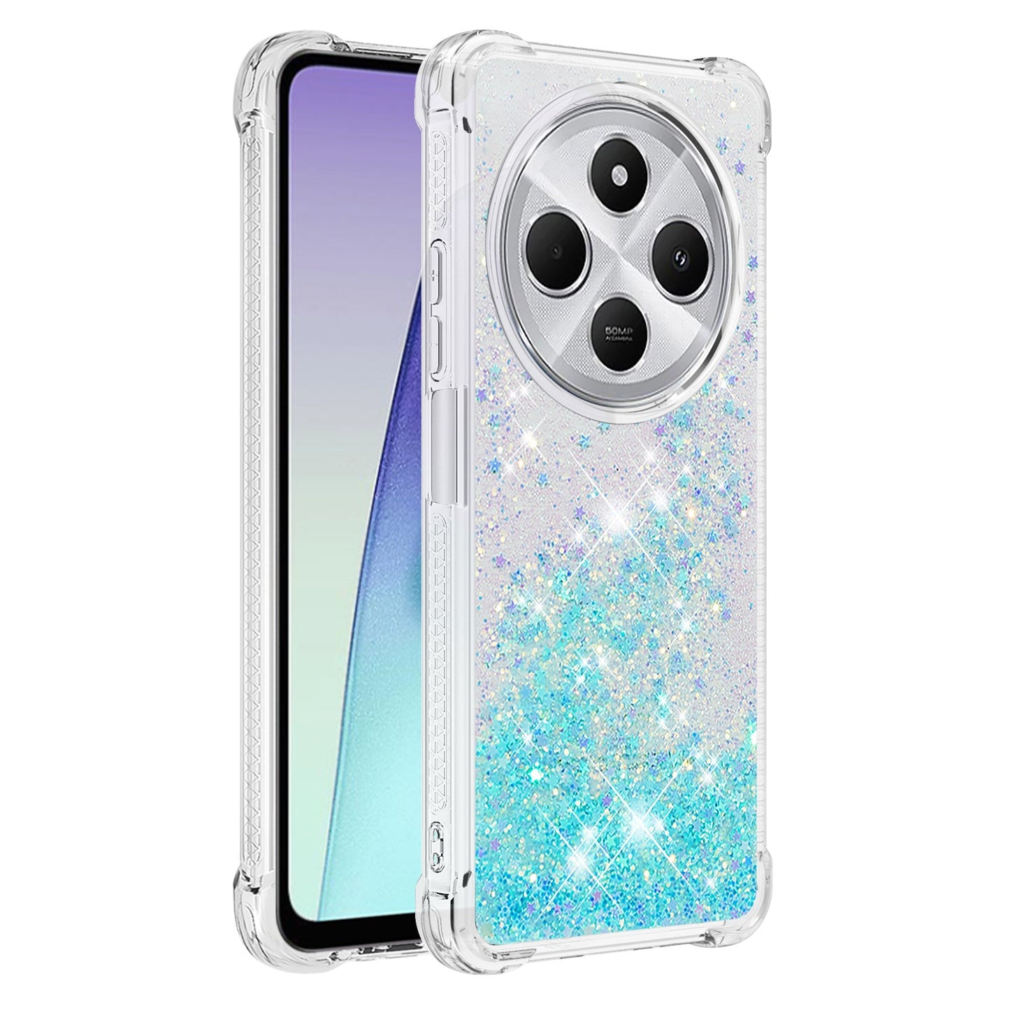 For Xiaomi Redmi 14R 5G / Xiaomi Poco C75 4G / Xiaomi Redmi 14C 4G Case Quicksand Anti-Drop TPU Phone Cover - Blue / Pentagram