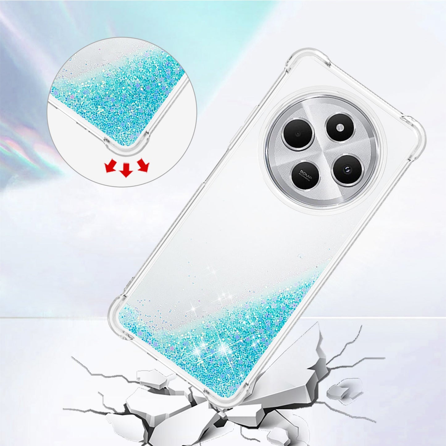 For Xiaomi Redmi 14R 5G / Xiaomi Poco C75 4G / Xiaomi Redmi 14C 4G Case Quicksand Anti-Drop TPU Phone Cover - Blue / Pentagram
