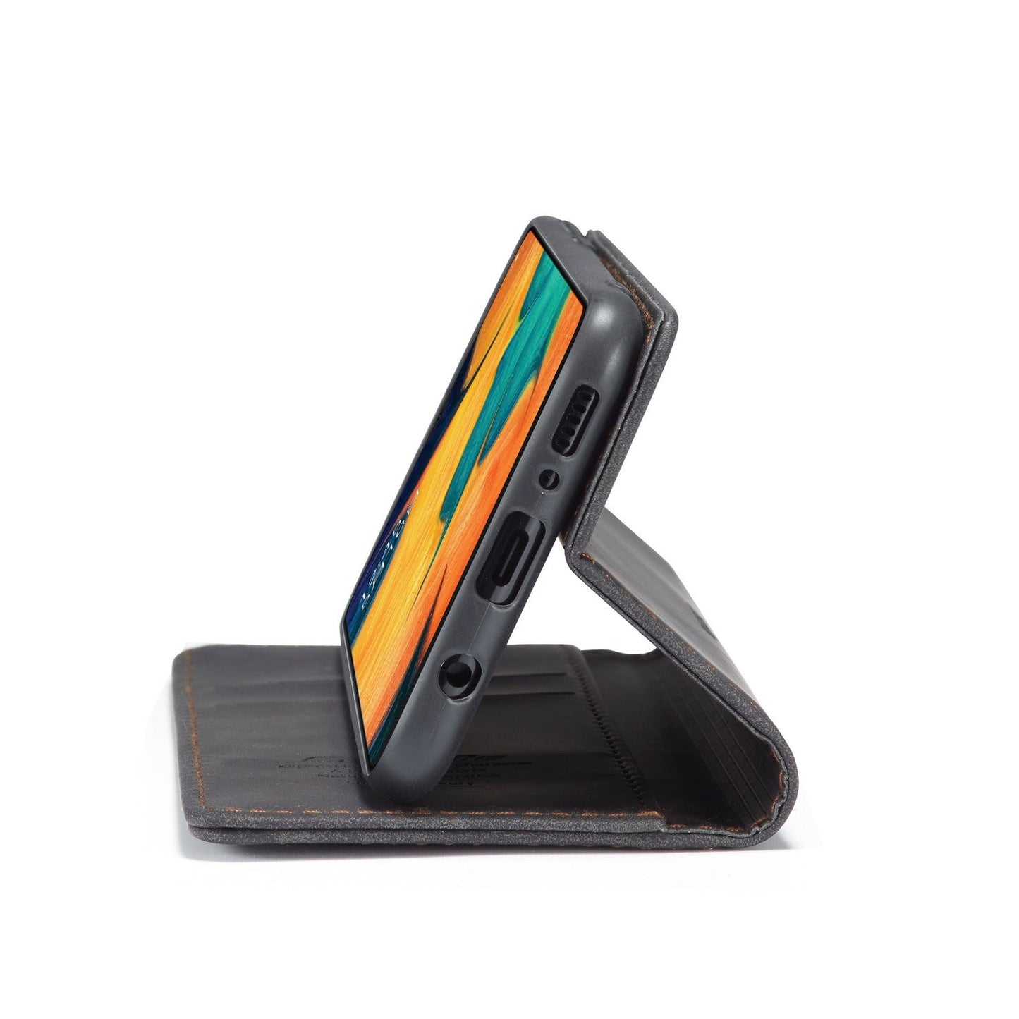 For Samsung Galaxy M30 / Galaxy A40s Case CASEME 013 Series Card Holder Stand Leather Phone Cover - Black