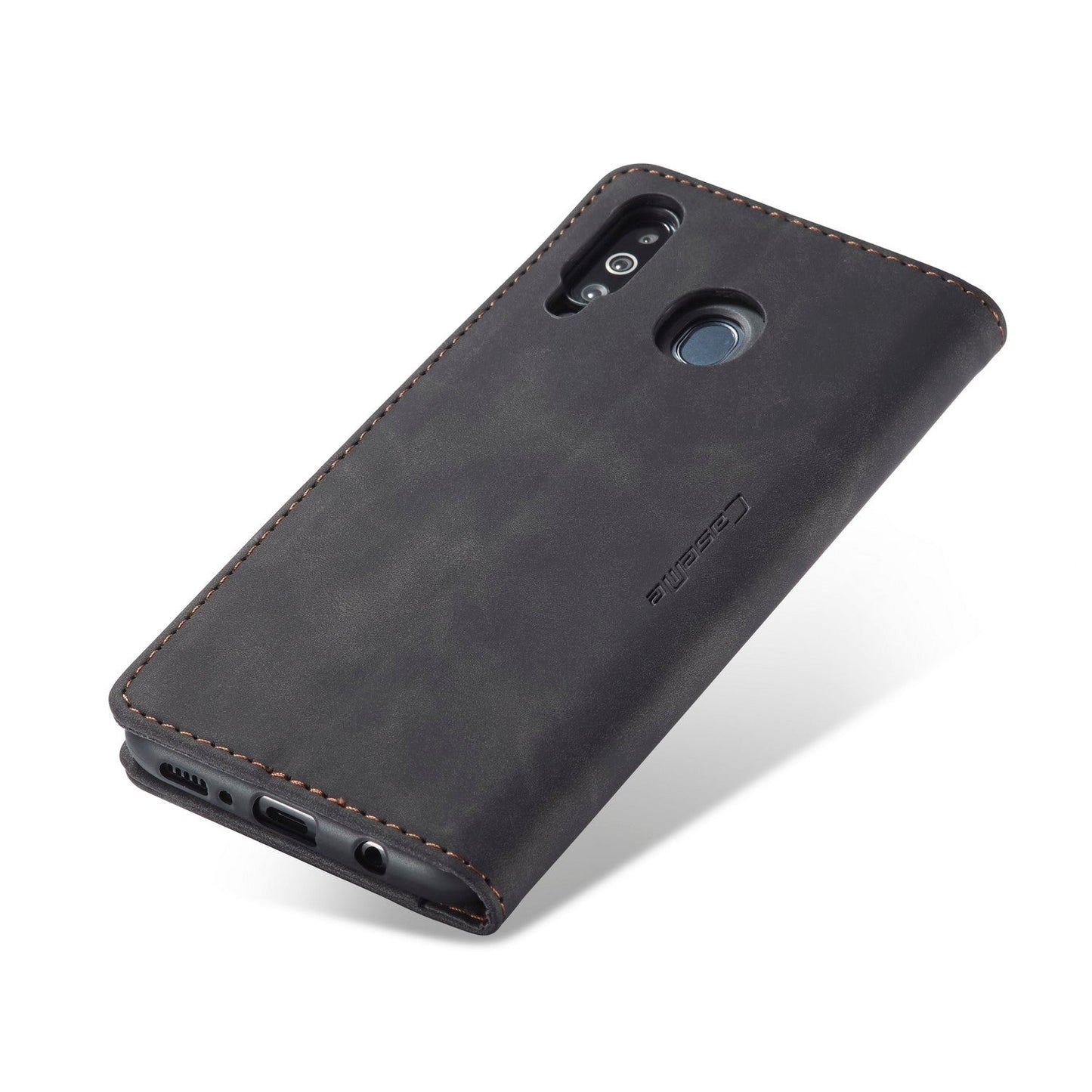 For Samsung Galaxy M30 / Galaxy A40s Case CASEME 013 Series Card Holder Stand Leather Phone Cover - Black