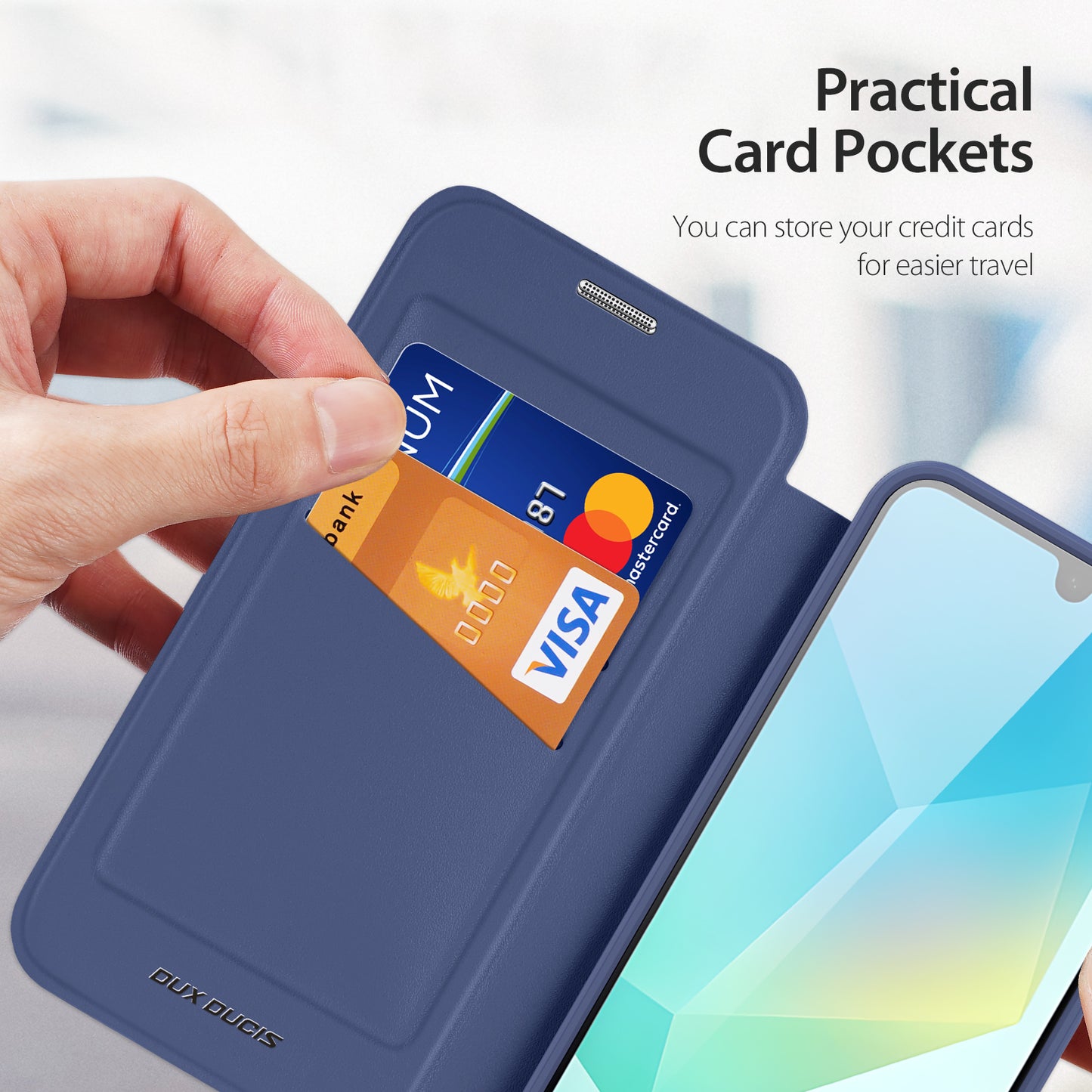 For Samsung Galaxy A16 4G / Galaxy A16 5G Case DUX DUCIS Skin X Pro Series Leather Flip Cover Stand with Card Slots - Blue