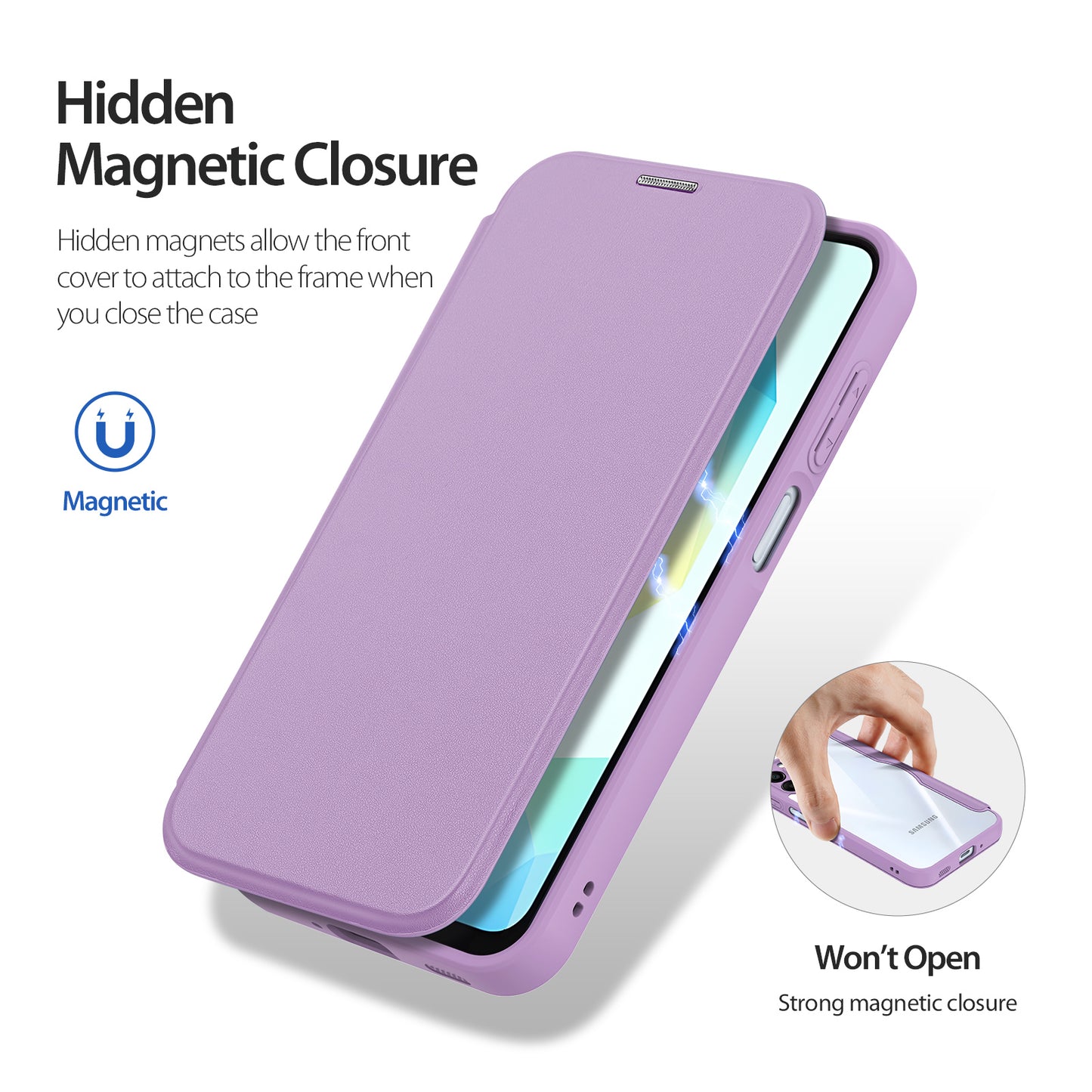 For Samsung Galaxy A16 4G / Galaxy A16 5G Case DUX DUCIS Skin X Pro Series Leather Flip Cover Stand with Card Slots - Purple Pink