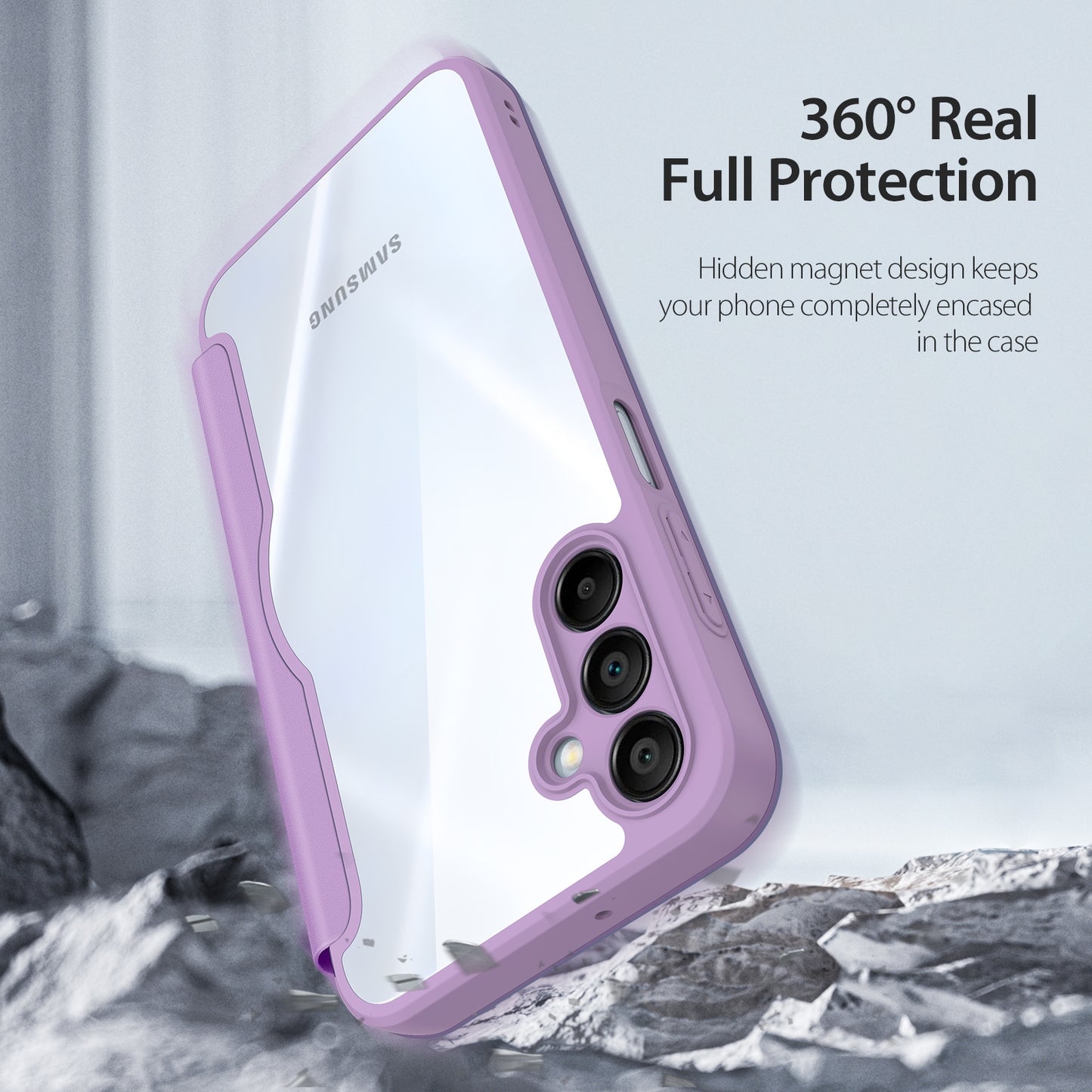 For Samsung Galaxy A16 4G / Galaxy A16 5G Case DUX DUCIS Skin X Pro Series Leather Flip Cover Stand with Card Slots - Purple Pink