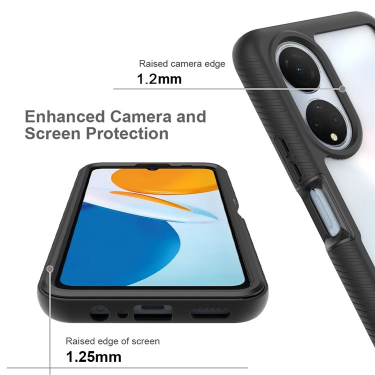 PC + TPU + PET Screen Protector Phone Case for Honor X7, All-round Protection Cell Phone Cover - Black