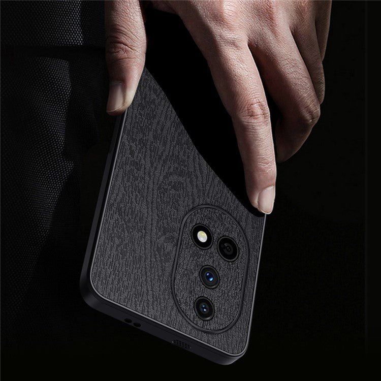 For Huawei nova 13 Case Wood Texture PU Leather Coated PC+TPU Phone Cover - Black