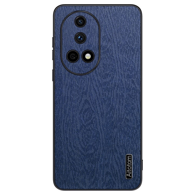 For Huawei nova 13 Case Wood Texture PU Leather Coated PC+TPU Phone Cover - Blue
