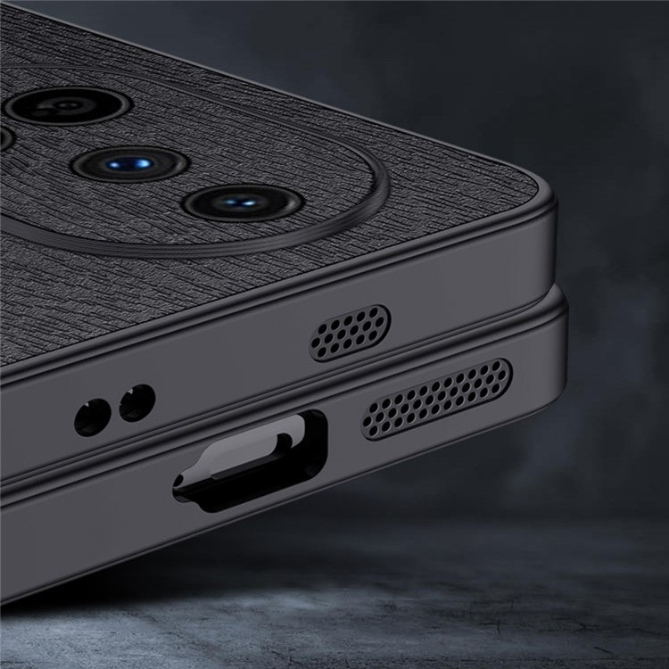 For Huawei nova 13 Case Wood Texture PU Leather Coated PC+TPU Phone Cover - Grey