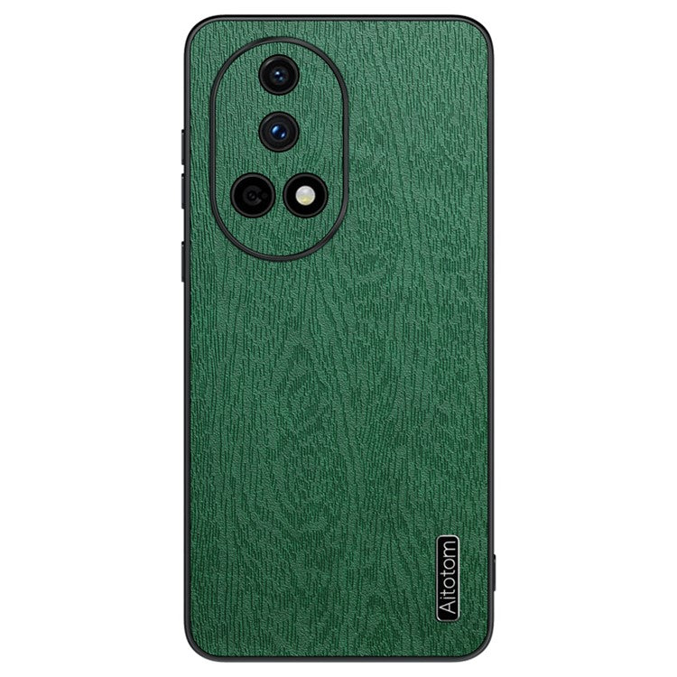 For Huawei nova 13 Case Wood Texture PU Leather Coated PC+TPU Phone Cover - Green