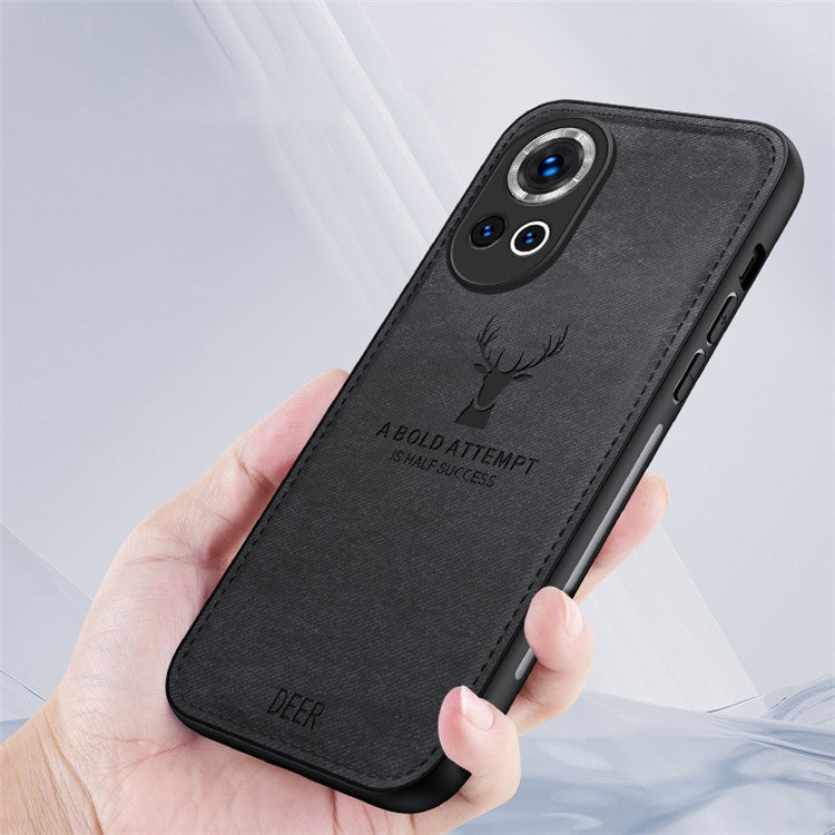 For Huawei nova 13 5G Case Deer Pattern Cloth Texture PU Leather Hybrid Phone Cover - Black