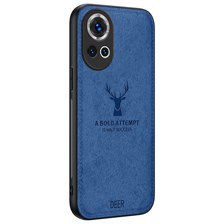 For Huawei nova 13 5G Case Deer Pattern Cloth Texture PU Leather Hybrid Phone Cover - Blue