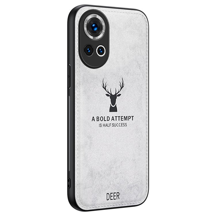 For Huawei nova 13 5G Case Deer Pattern Cloth Texture PU Leather Hybrid Phone Cover - Grey
