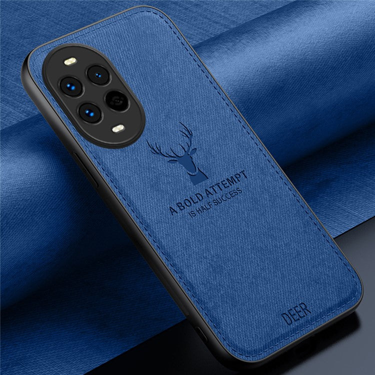 For Huawei nova 13 Pro 5G Case Deer Pattern Cloth Texture PU Leather Hybrid Phone Cover - Blue