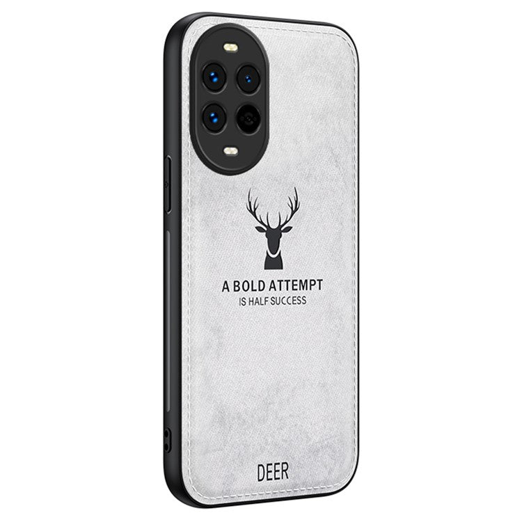 For Huawei nova 13 Pro 5G Case Deer Pattern Cloth Texture PU Leather Hybrid Phone Cover - Grey