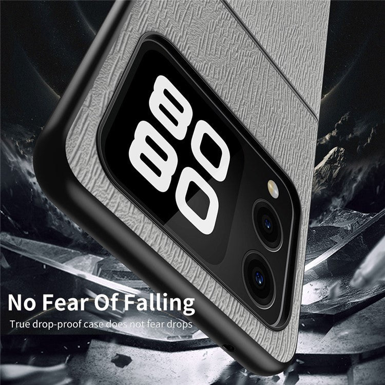 For Huawei nova Flip 5G Case Wood Texture PU Leather Coated PC+TPU Phone Cover - Black