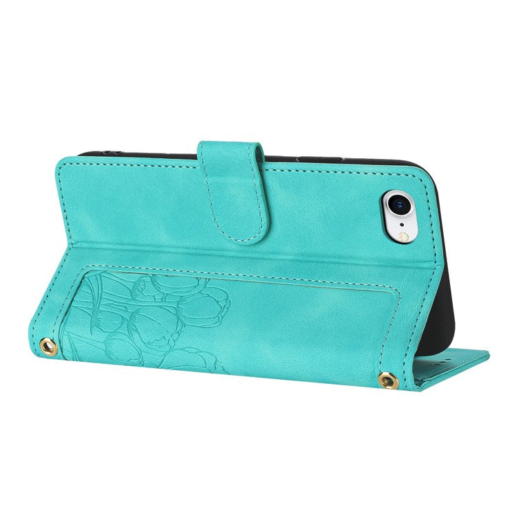 For iPhone 16e Case Tulip Leather Phone Cover with 5 Card Slots Wallet - Green