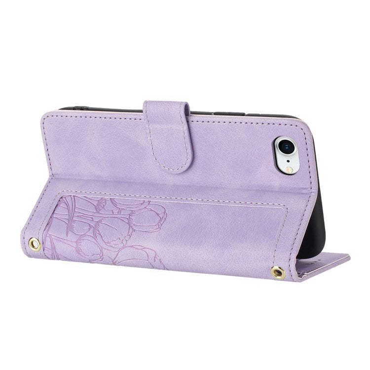 For iPhone 16e Case Tulip Leather Phone Cover with 5 Card Slots Wallet - Purple