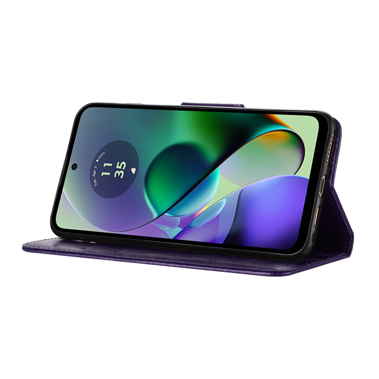 For Samsung Galaxy A06 Case Imprinted Mini Butterfly Leather Wallet Phone Cover - Dark Purple