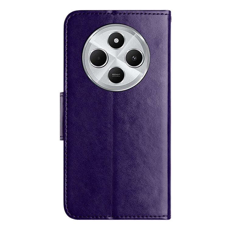 Phone Case For Xiaomi Redmi 14C 4G / 14R 5G / Poco C75 4G Imprinted Mini Butterfly Leather Wallet Phone Cover - Dark Purple