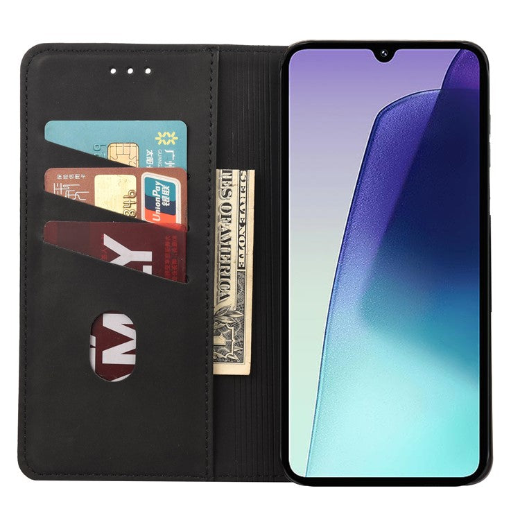 For Xiaomi Poco C75 4G / Redmi 14R 5G / 14C 4G Case PU Leather Shockproof Protection Wallet Phone Cover - Black