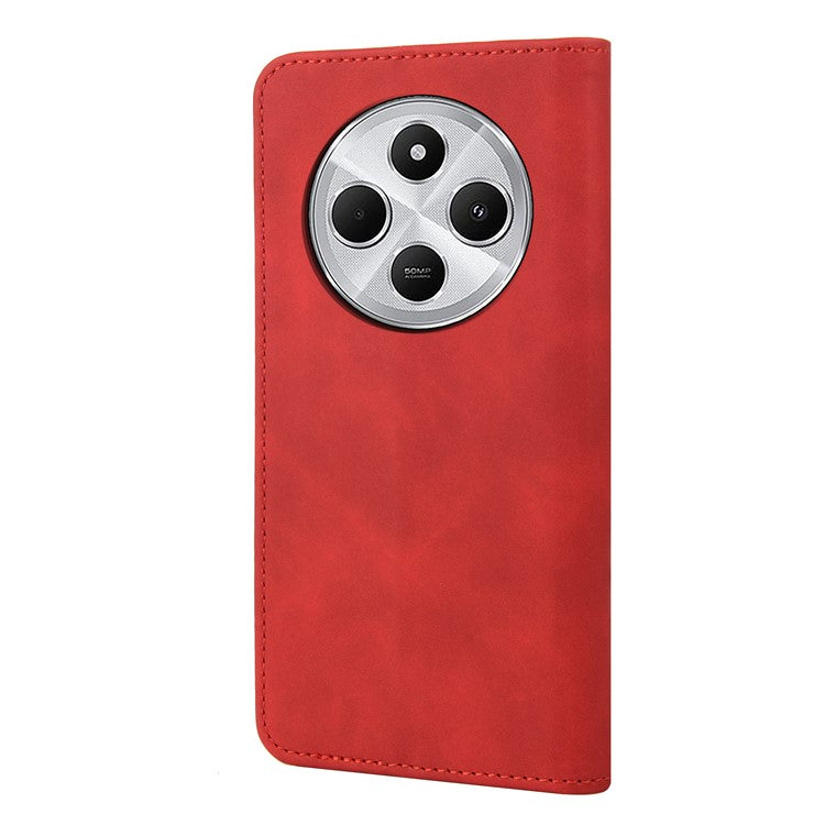 For Xiaomi Poco C75 4G / Redmi 14R 5G / 14C 4G Case PU Leather Shockproof Protection Wallet Phone Cover - Red