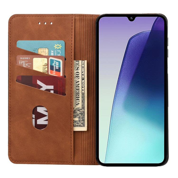 For Xiaomi Poco C75 4G / Redmi 14R 5G / 14C 4G Case PU Leather Shockproof Protection Wallet Phone Cover - Brown