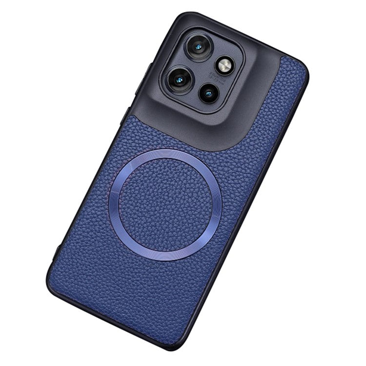For Motorola Edge 50 Neo 5G / Moto S50 5G / Thinkphone 25 5G Case Compatible with MagSafe Litchi Texture PU Leather+TPU Phone Cover - Blue