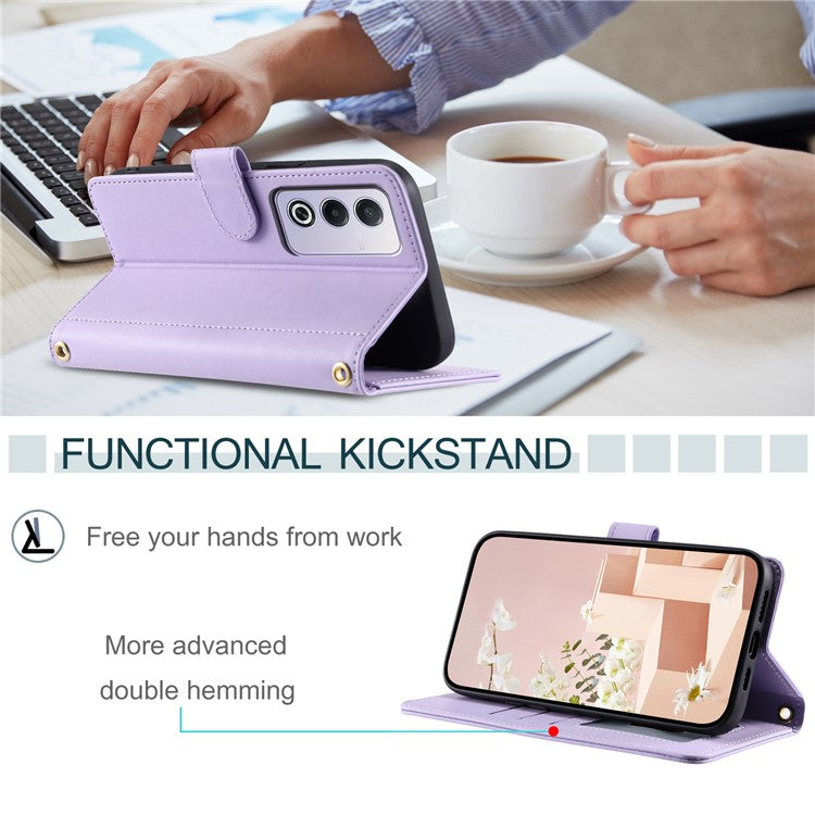 Leather Case for Oppo A80 5G / K12x 5G (India) / A3 Pro (Global) 5G / A3 Pro (India) 5G / A3x 5G (China) Wallet Phone Cover - Purple