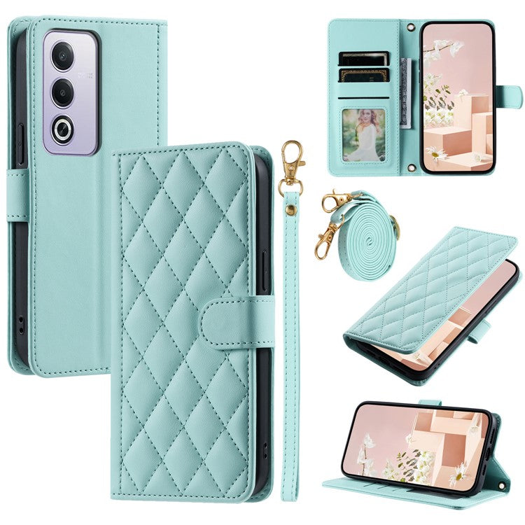 Leather Case for Oppo A80 5G / K12x 5G (India) / A3 Pro (Global) 5G / A3 Pro (India) 5G / A3x 5G (China) Wallet Phone Cover - Mint Green