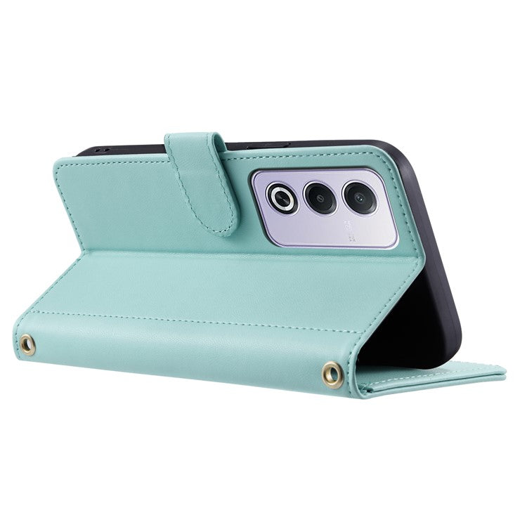 Leather Case for Oppo A80 5G / K12x 5G (India) / A3 Pro (Global) 5G / A3 Pro (India) 5G / A3x 5G (China) Wallet Phone Cover - Mint Green
