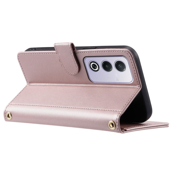Leather Case for Oppo A80 5G / K12x 5G (India) / A3 Pro (Global) 5G / A3 Pro (India) 5G / A3x 5G (China) Wallet Phone Cover - Rose Gold