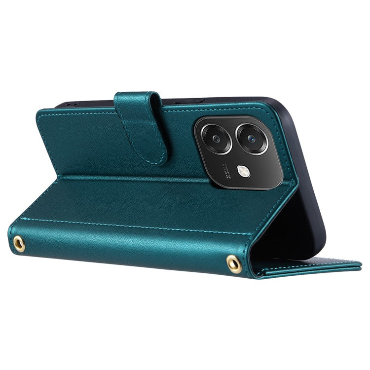 Leather Case for Oppo A3x 4G / 5G (India) / A3 4G / 5G / A40 4G / A60 5G Wallet Rhombus Grid Phone Cover - Green