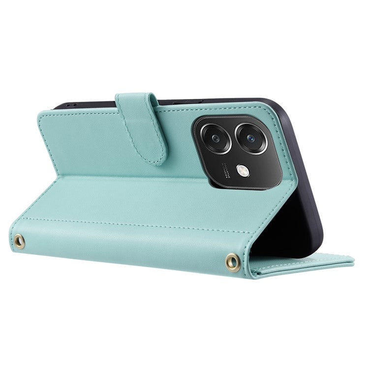 Leather Case for Oppo A3x 4G / 5G (India) / A3 4G / 5G / A40 4G / A60 5G Wallet Rhombus Grid Phone Cover - Mint Green