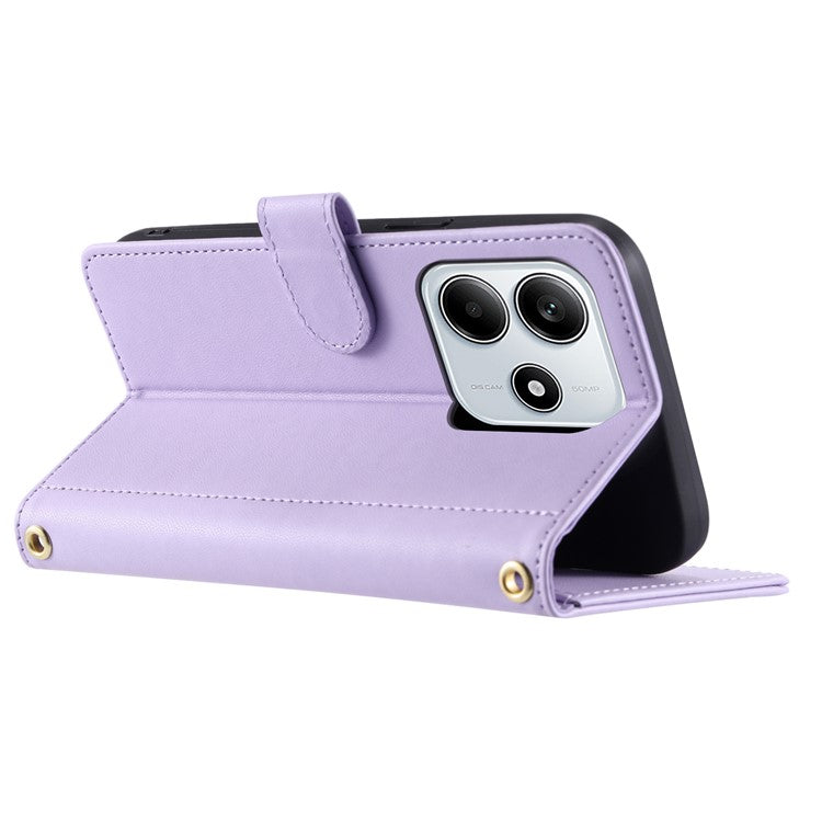 For Xiaomi Redmi Note 14 5G Wallet Case Rhombus Grid PU Leather Phone Cover - Purple