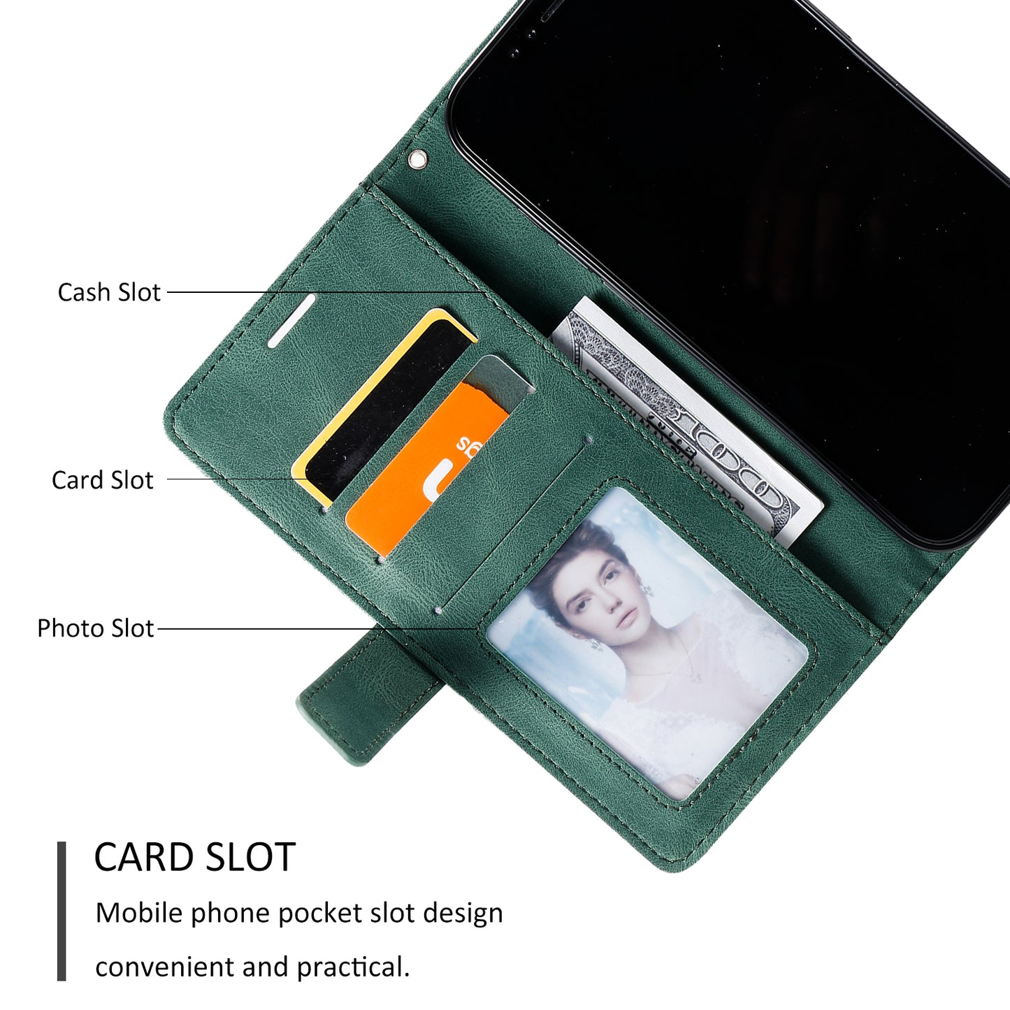 For Samsung Galaxy A16 4G / 5G Case Imprinted Lines PU Leather Splicing Wallet Phone Cover - Green