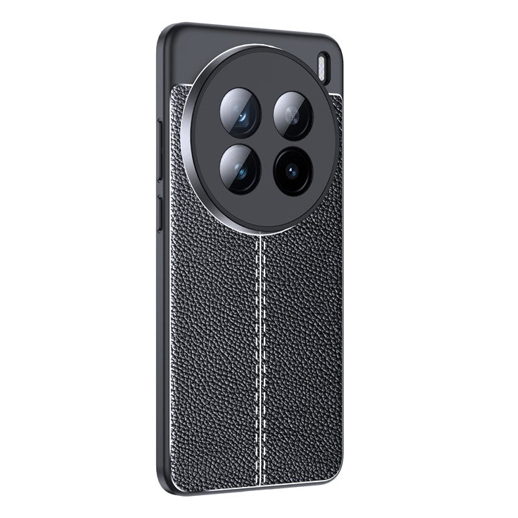 For vivo X200 Pro 5G Case Litchi Texture TPU Flexible Phone Cover, Black