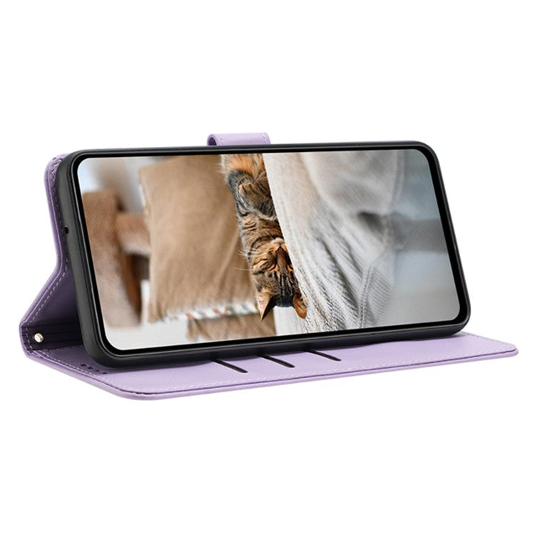 Phone Case For OnePlus Nord N30 SE 5G / Oppo A79 5G / A2 5G with Strap Cats Imprint Leather Cover - Purple