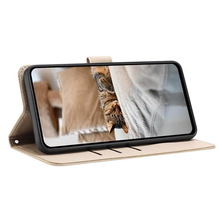 Phone Case For OnePlus Nord N30 SE 5G / Oppo A79 5G / A2 5G with Strap Cats Imprint Leather Cover - Beige