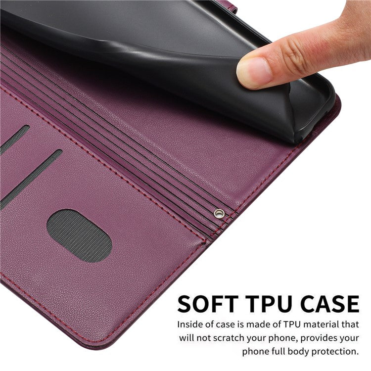 Phone Case For OnePlus Nord N30 SE 5G / Oppo A79 5G / A2 5G with Strap Cats Imprint Leather Cover - Wine Red