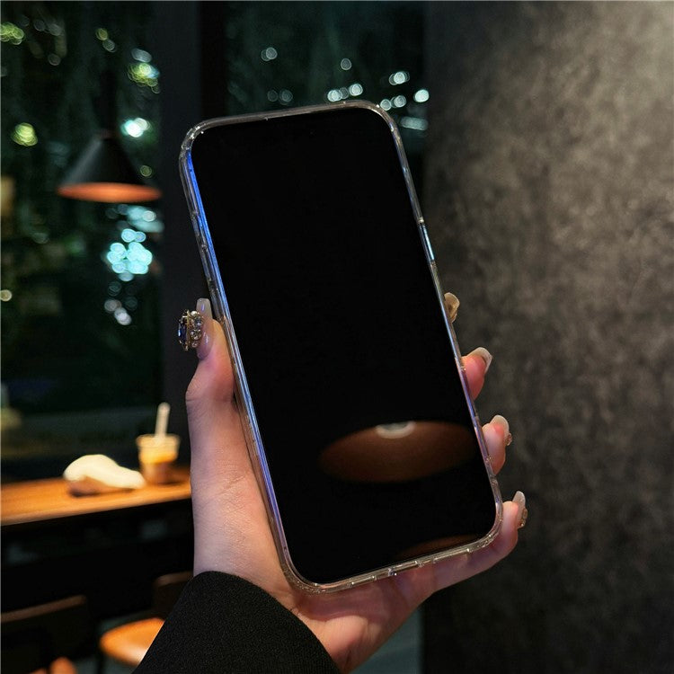 For iPhone 16 Pro Case Laser Flower IMD PC+TPU Clear Phone Cover - Cream Flowers