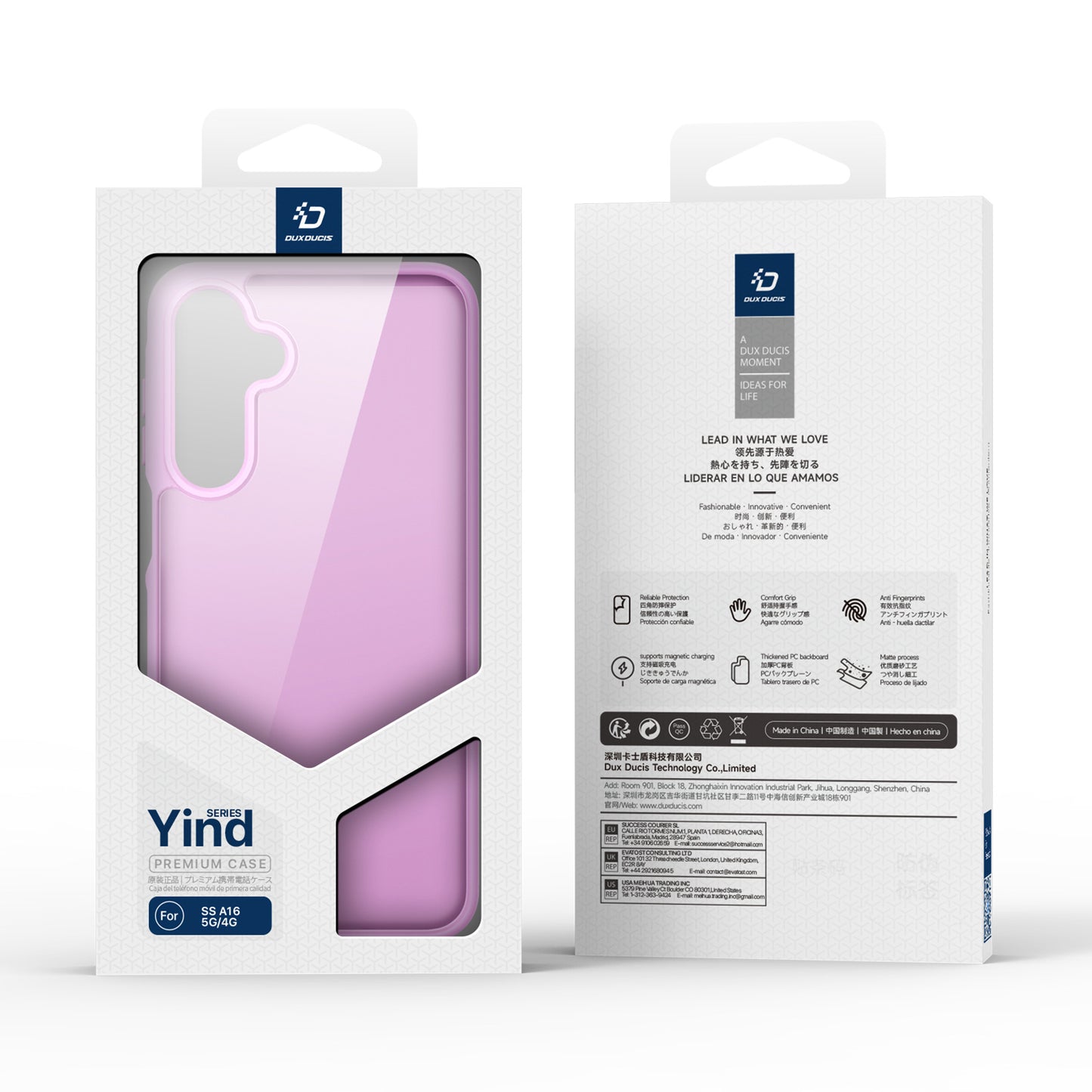 For Samsung Galaxy A16 4G / Galaxy A16 5G Case DUX DUCIS Yind Series TPU+PC Matte Anti-fingerprint Phone Back Cover - Rose Pink