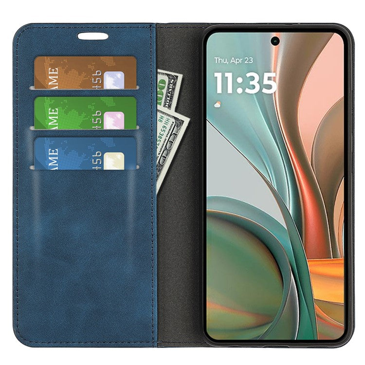 For Motorola Moto G75 5G Case Skin-Touch Leather Wallet Phone Cover - Blue