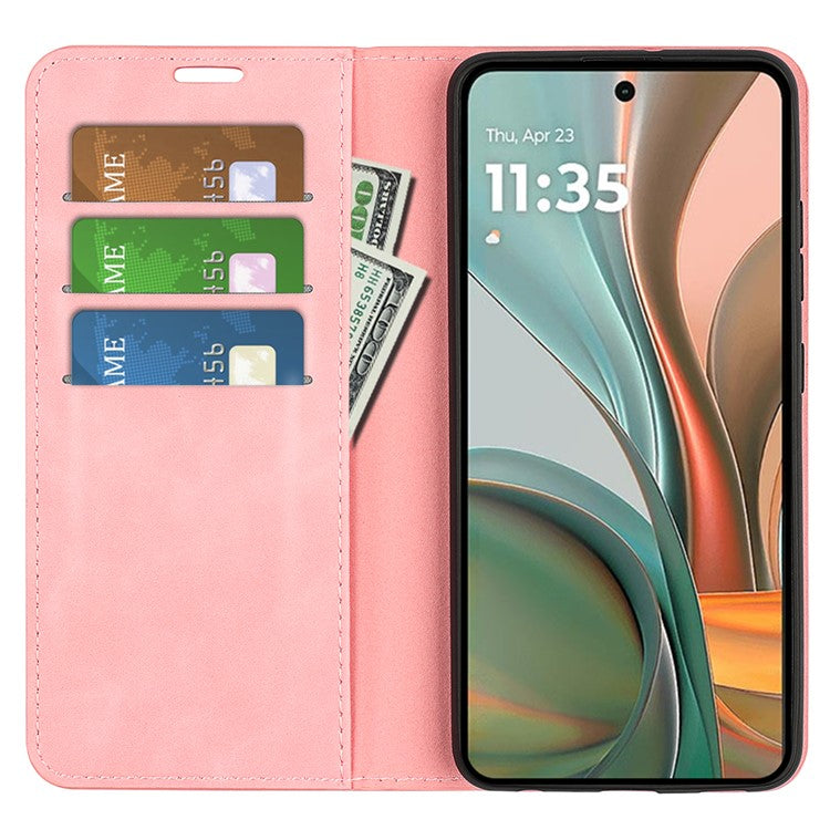 For Motorola Moto G75 5G Case Skin-Touch Leather Wallet Phone Cover - Pink