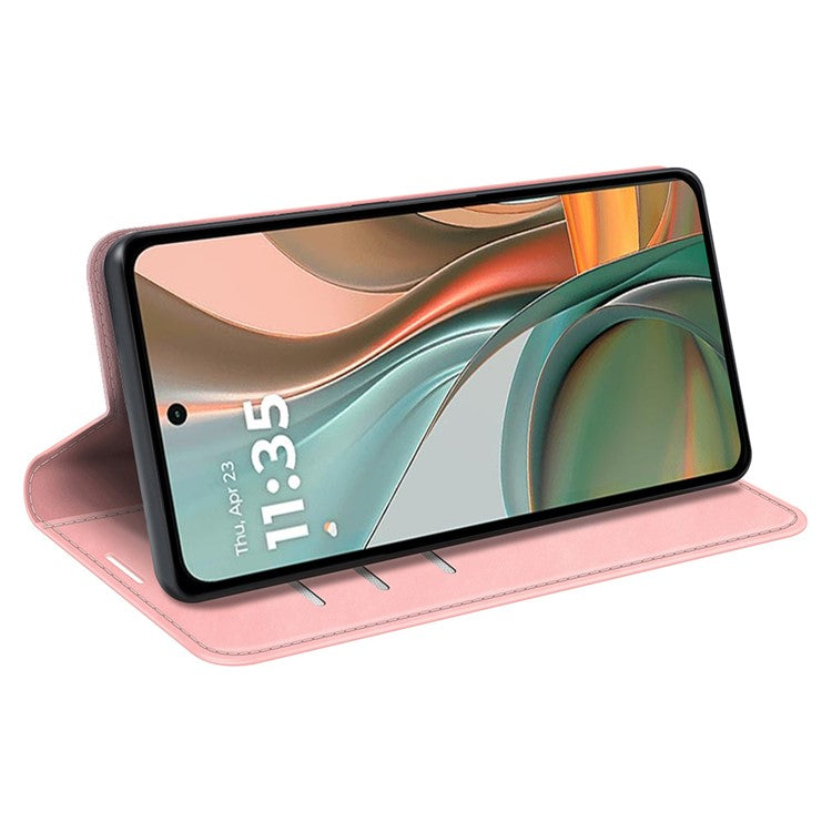 For Motorola Moto G75 5G Case Skin-Touch Leather Wallet Phone Cover - Pink