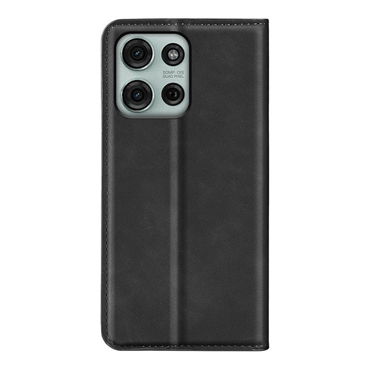 For Motorola Moto G75 5G Case Skin-Touch Leather Wallet Phone Cover - Black